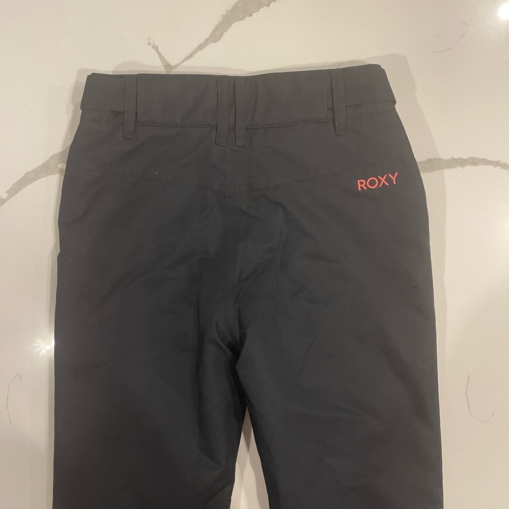 Size girls 12, L with 10k waterproof protection. Roxy backyard snow pants
